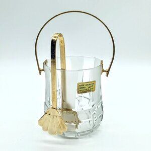 Arte Murano Kristall Handmade Italy Crystal Ice Bucket & Tongs